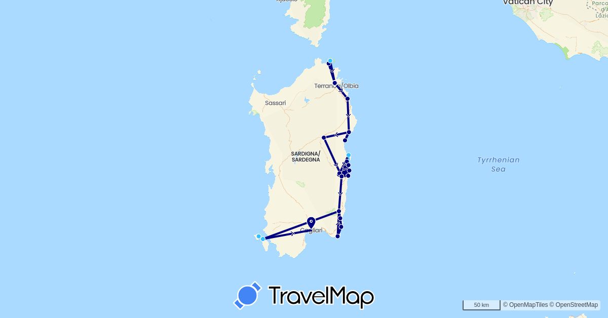 TravelMap itinerary: driving, boat in Italy (Europe)