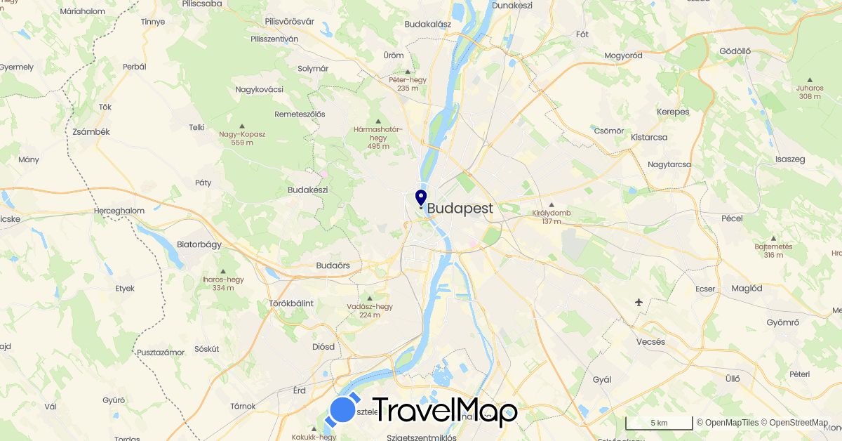 TravelMap itinerary: driving in Hungary (Europe)
